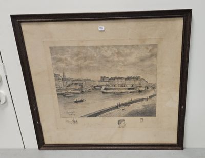 une vieille photo représentant une image d'un bateau sur un plan d'eau