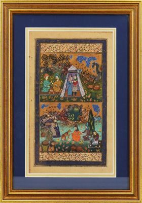 un tableau représentant un homme et une femme dans un jardin