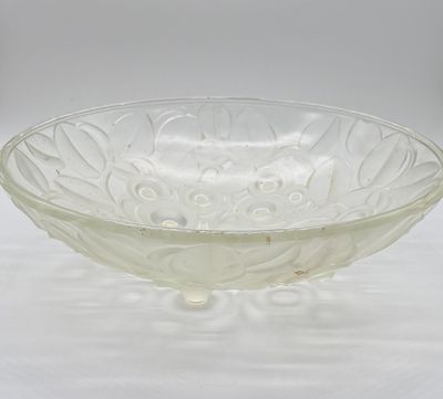clear glass bowl sitting on a white surface with a white background