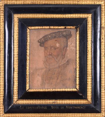 portrait d'un homme portant un chapeau et une moustache, dans un cadre noir