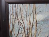 a painting of a group of trees in the snow
