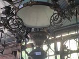 a light that is hanging from the ceiling in a building