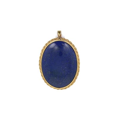un pendentif en or et lapis-lazuli, orné d'une pierre bleue au centre