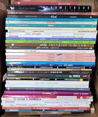 Carton de 39 bandes dessinées diverses, dont 3 vol Djinn (n°…