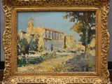 an image of a painting of a building in a gold frame