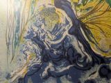 a picture of a painting of a woman with a butterfly on her back