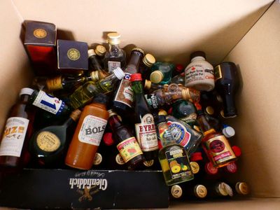 a cardboard box filled with bottles of alcohol and other drinks
