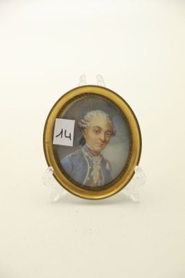 une image représentant un portrait miniature d'un homme vêtu d'un manteau bleu