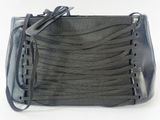 a black purse with a zipper on it