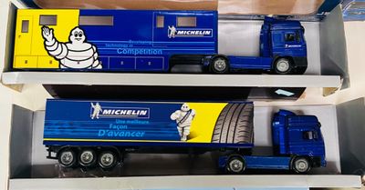 deux camions miniatures exposés dans une boîte