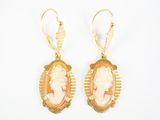 une image représentant une paire de boucles d'oreilles et le profil d'une femme