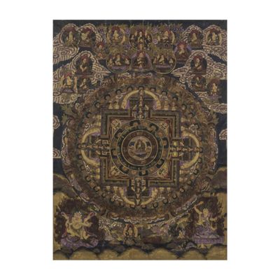 un gros plan d'un tapis orné d'un motif
