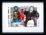 painting of a man and a woman with a motorcycle helmet on