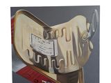une peinture représentant un étui à guitare contenant une guitare