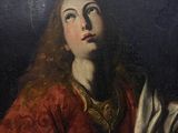 an image of a painting of a woman in a red dress
