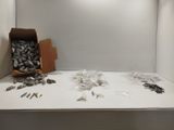 a box full of screws and nuts on a table