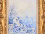 a painting of a painting of a city in a gold frame
