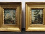 paire de peintures à l'huile du XIXe siècle représentant un paysage boisé