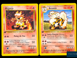 two pokemon cards with a picture of a cat and a dog on them