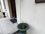 a green planter sitting on the side of a building