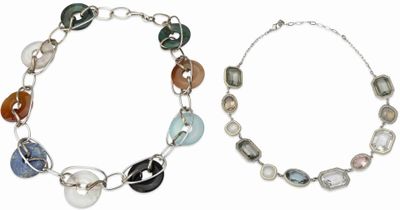 Ensemble DE Deux Colliers Cristaux ET Pierres Fines