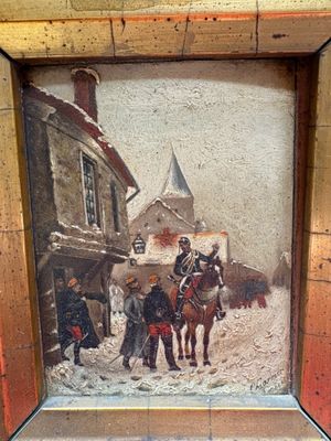 P. CARRIER, actif vers 1920 - L’alerte - Huile sur panneau -…