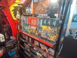 a display of games in a store with many items