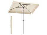 le parasol est ouvert et prêt à être utilisé sur la terrasse