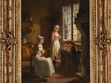 a painting of two women and a child in a room