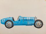 une image représentant une voiture bleue peinte sur un mur