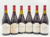 six bouteilles de vin sont alignées sur une surface blanche
