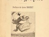 un vieux livre avec l'image d'un chien volant dans les airs