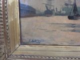 a picture of a painting of a boat in the water