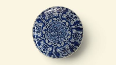 DELFT Plat de présentation rond en porcelaine à décor en cam…