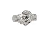 a close up of a diamond ring on a white background