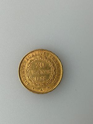 * Une pièce de 20 F or génie 1877. Poids 6,42 g -  Frais acheteurs pou - Photo 1