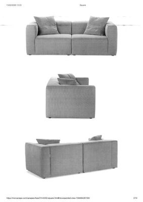 Canapé Square 3 places fixe. 206 x 104 x 70 cm, revêtement e…