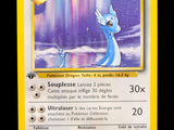 the pokemon card has a picture of a blue dragon on it
