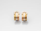 boucles d'oreilles bicolores en or et argent, serties de diamants