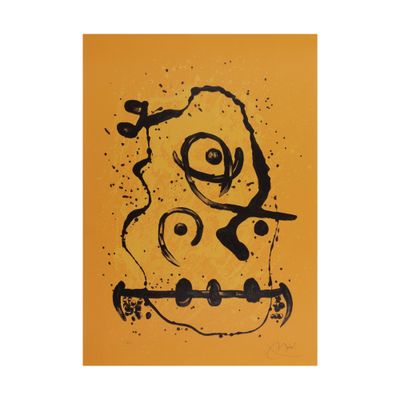 an image of a black and yellow painting on a yellow background