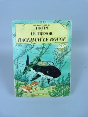 livre pour enfants français, « Les Aventures de Tintin : Le Trissor », mettant en scène une baleine et un poisson