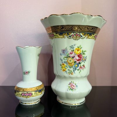 Lot de 2 Vases en porcelaine IMPERIA LIMOGES peint à la main…
