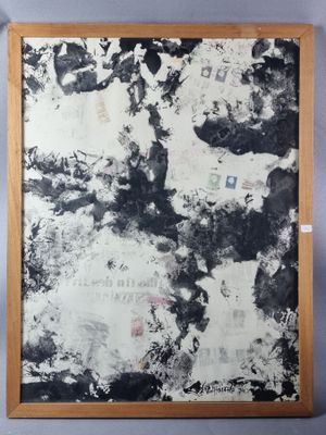 an image of a picture of a black and white painting on a wall