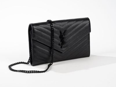 Pochette en cuir à motif chevrons Saint Laurent