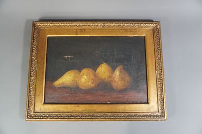 une photo d'un tableau représentant des poires posées sur une table
