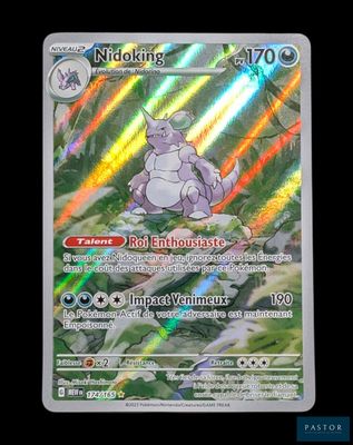 a close up of a pokemon card on a black background