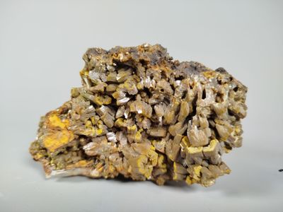 a close up of a rock on a white surface
