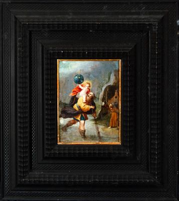 painting of a boy and a girl walking down a street in the rain