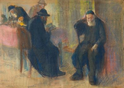 an image of a painting of a man and a woman sitting at a table