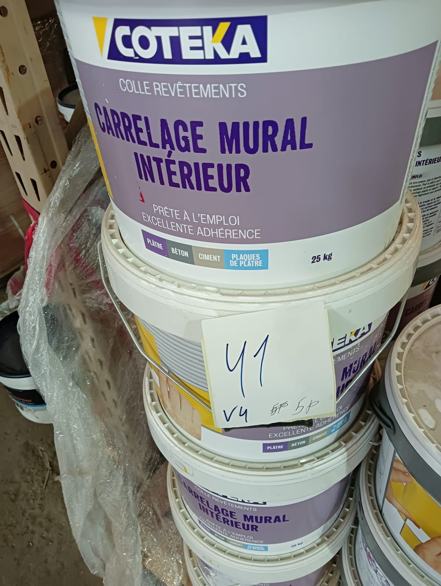 Lot de 5 seaux de colle pour carrelage mural intérieur COTEK…
